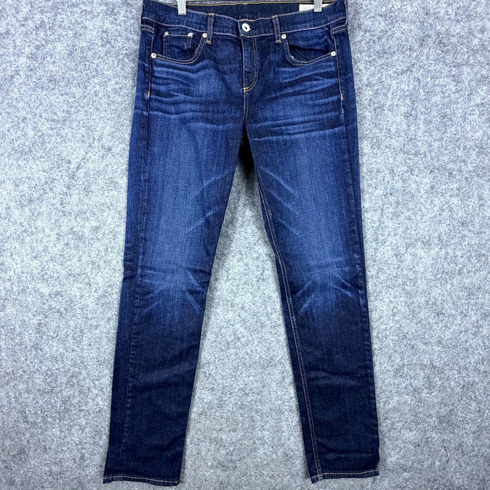 Rag & Bone Dre Jeans Womens 29 Blue Denim Ida Cotton Faded Whiskering Mid Rise